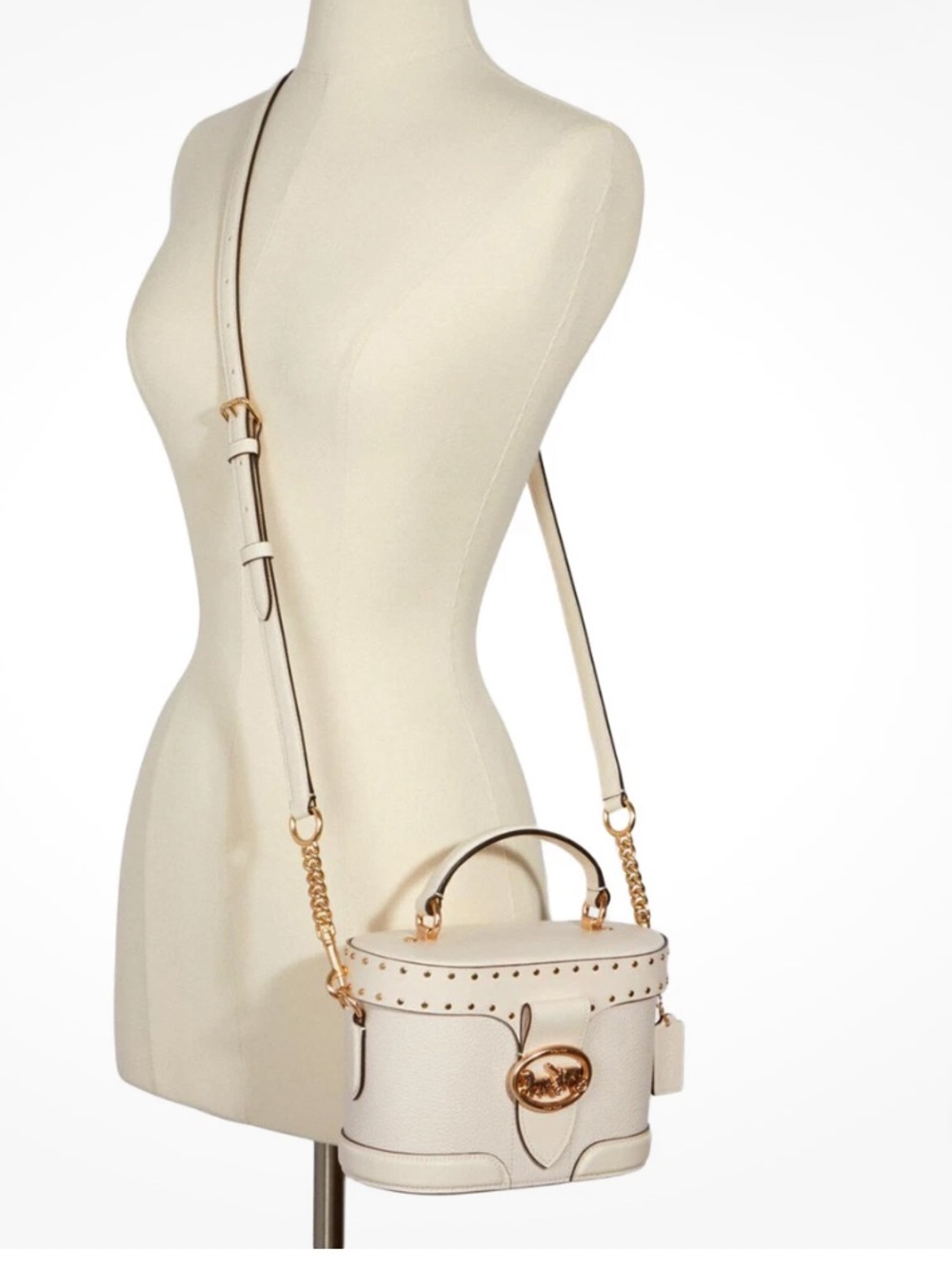 Coach Georgie Kay  Elegant Chalk Cream Leather Top Handle Purse. - Picture 14 of 14